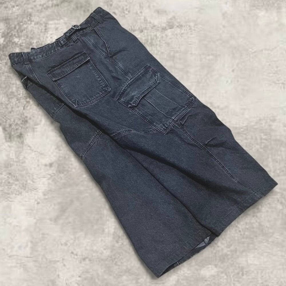 Massive Baggy Black Cargo Denim Jeans Size 32x26 Jnco Kikwear Style Faded Washed